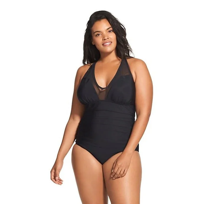 Speedo Mesh V-Neck One Piece