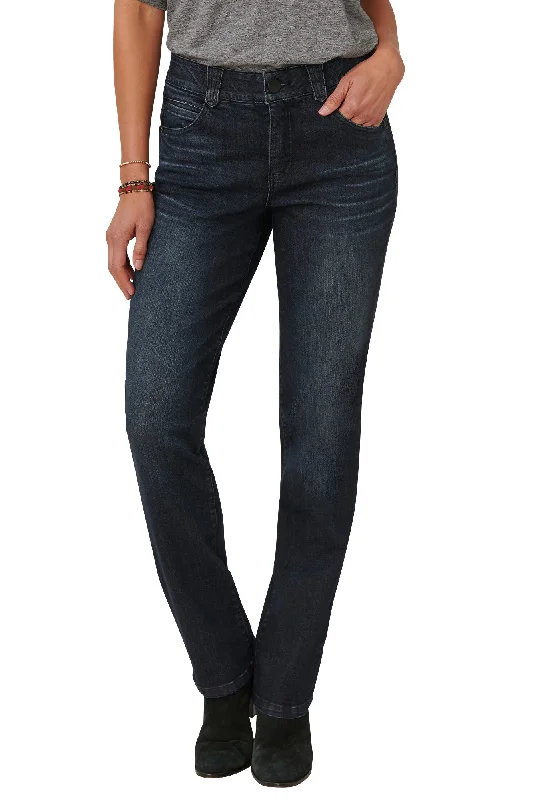 women's denim jeans with adjustable waistbands"Ab"solution® Dark Indigo Artisanal Straight Leg Jeans