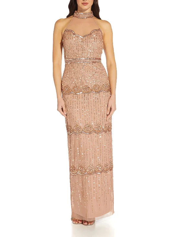 cocktail party dressesWomens Beaded Column Evening Dress