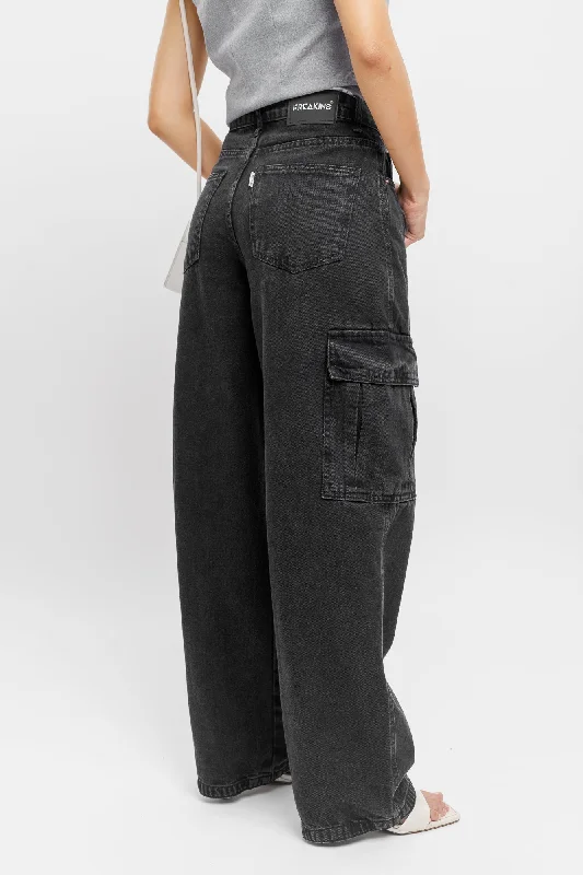 women's light denim jeansCharcoal Black Cargo Pants