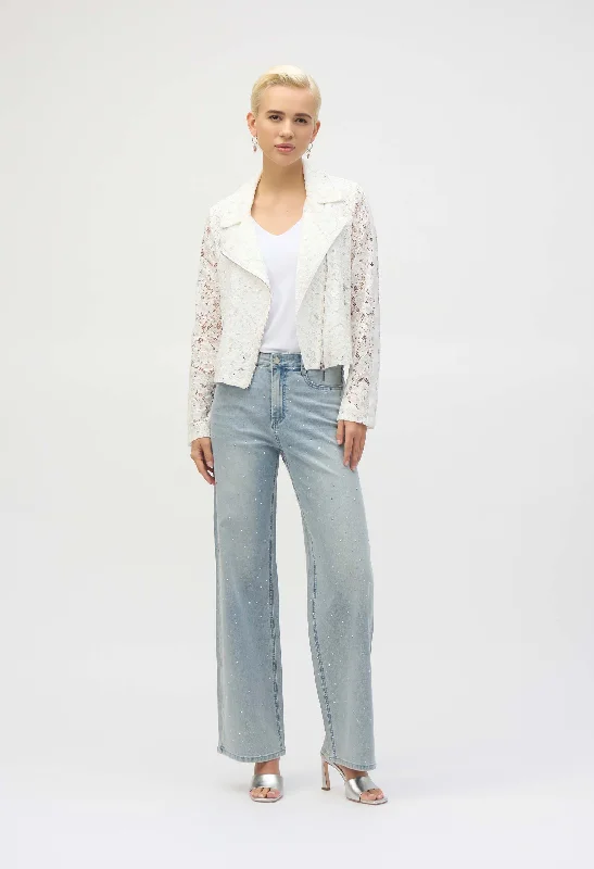 women's denim jeans for a glamorous eveningWide-leg Mid-rise Embellished Jeans