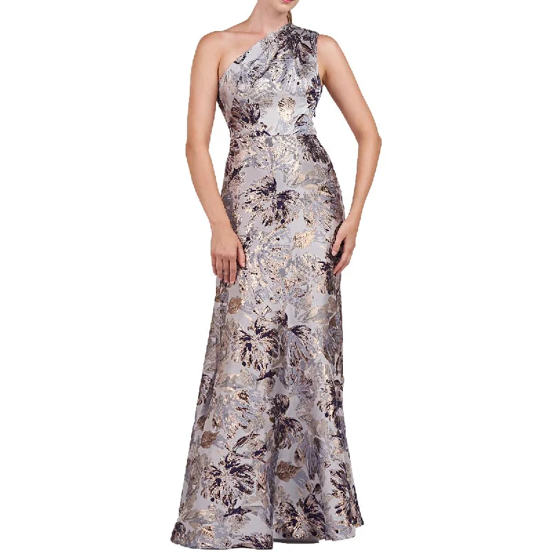 floral party dressesWomens Metallic One Shoulder Evening Dress