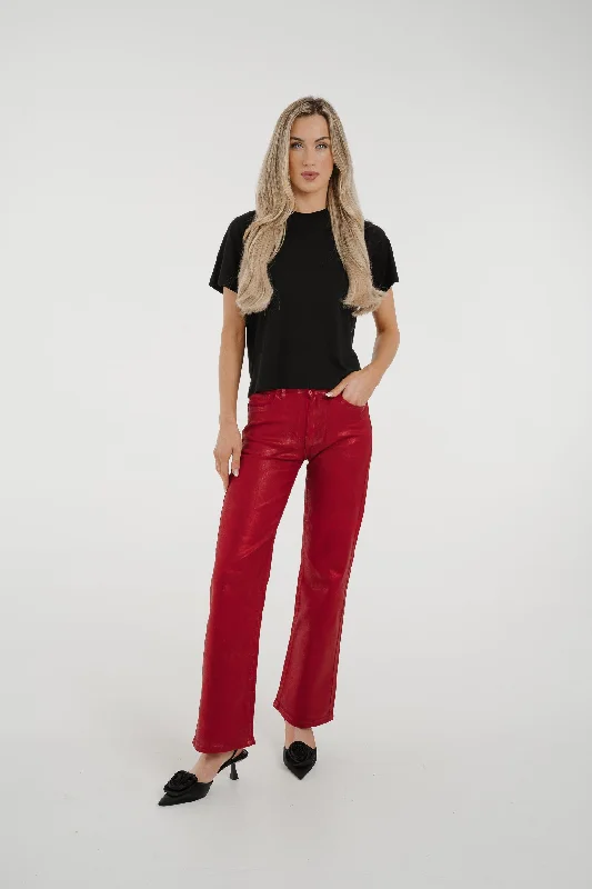 women's denim jeans for a day at the beachQuinn Metallic Jeans In Red