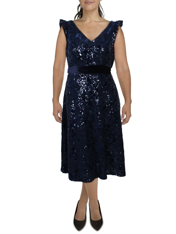 ball gown party dressesWomens Velvet Sequined Cocktail and Party Dress