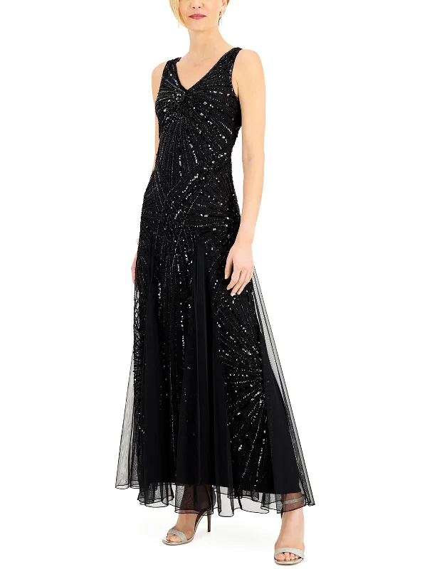 flowy party dressesWomens Beaded Long Evening Dress