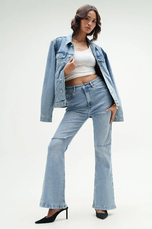 women's denim jeans for a trendy vibeCrystal Blue Bootcut Jeans