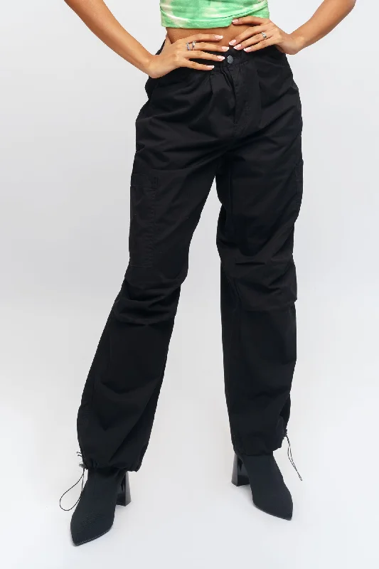 women's denim jeans with button-fly closureMidnight Black Parachute Pants