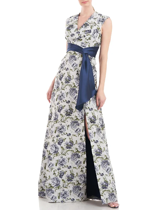 handmade party dressesAnsley Womens Floral Pleated Evening Dress