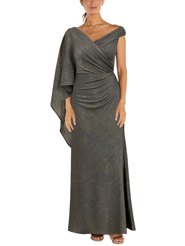 bachelorette party dressesWomens Drapey Metallic Evening Dress