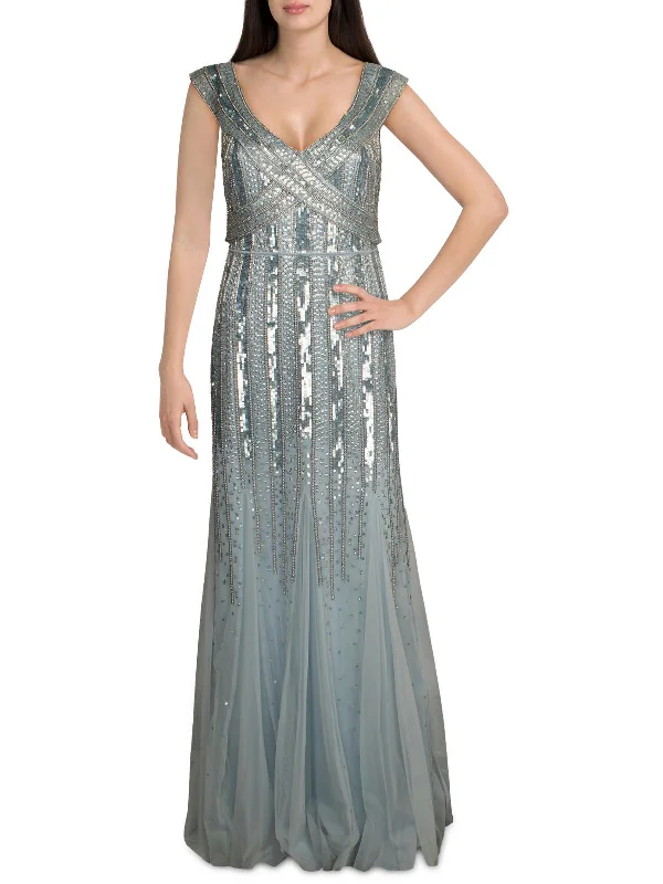 figure-flattering party dressesWomens Beaded Long Evening Dress