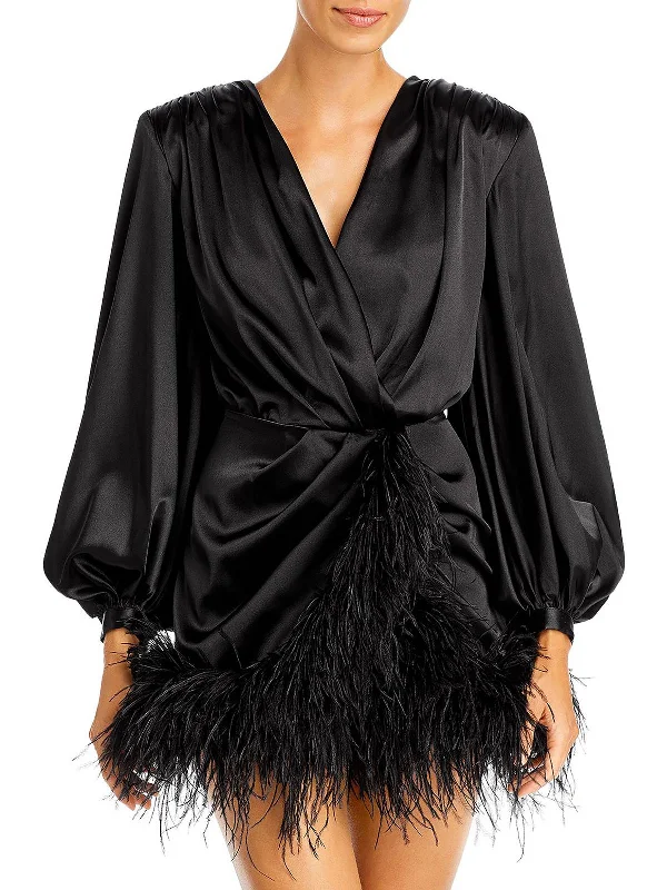 homecoming party dressesFarah Womens Satin Feathers Cocktail and Party Dress