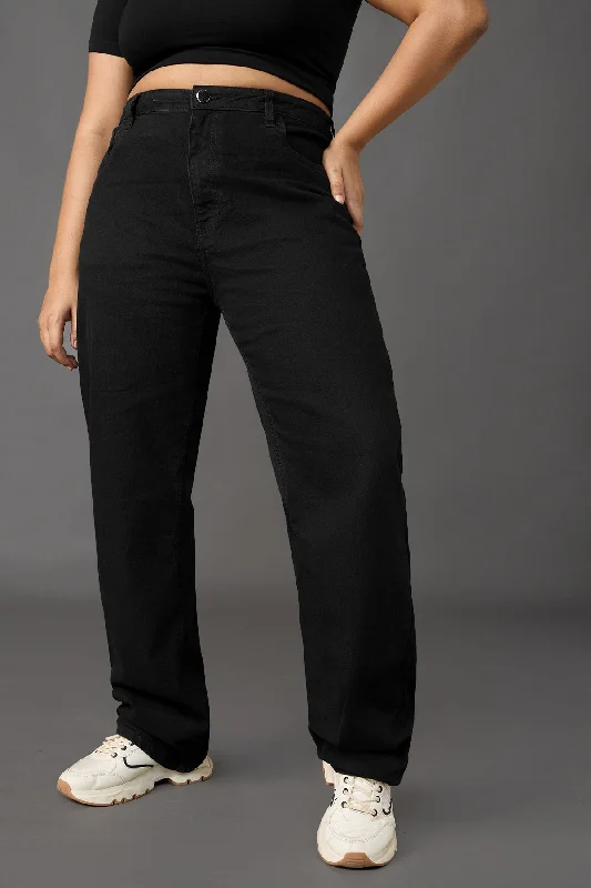 women's high-ankle denim jeansTapered Regular Black Curve Jeans