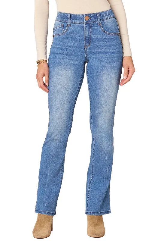 women's denim jeans for winter"Ab"solution Mid-Rise Double Side Seam Itty Bitty Boot Jeans