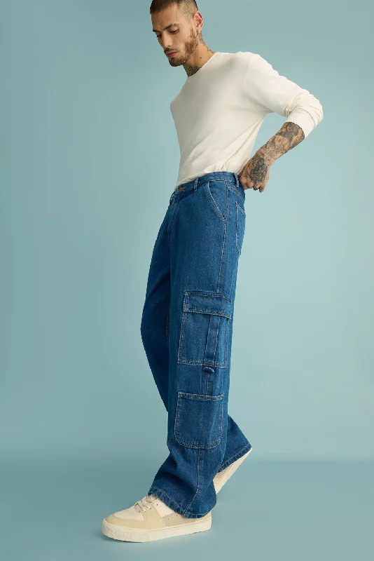 women's denim jeans with raw hemsUcla Blue Men's Cargo Jeans