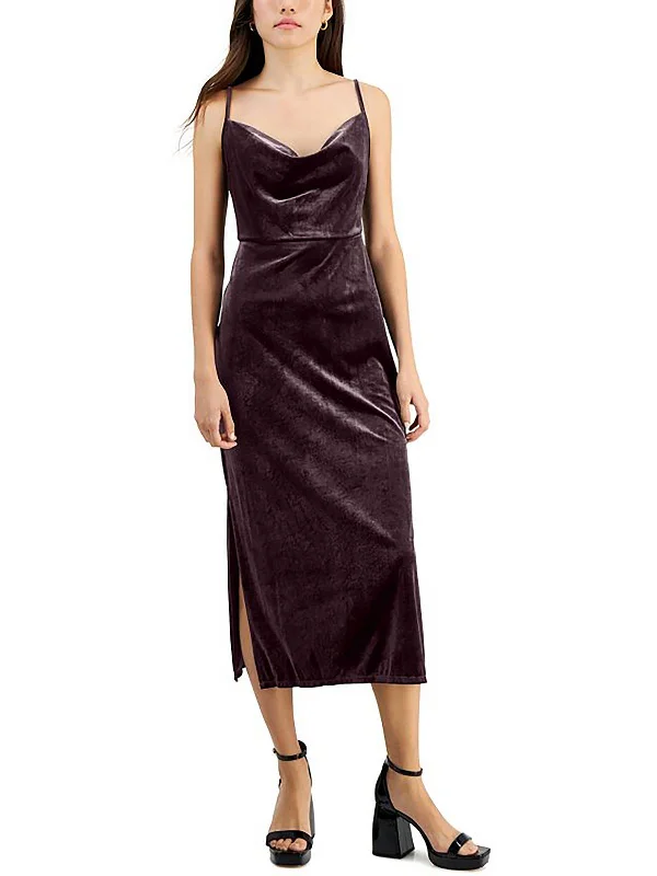 statement-making party dressesPetites Womens Prom Velour Cocktail And Party Dress