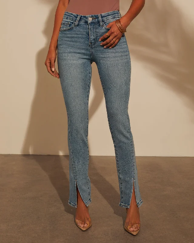 women's denim jeans with functional pocketsJennings Split Hem Straight Jeans