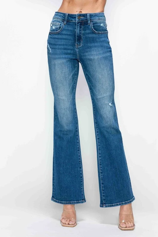 women's denim jeans with embroidery on pocketsbytos Full Size High Rise Bootcut Jeans with Pockets