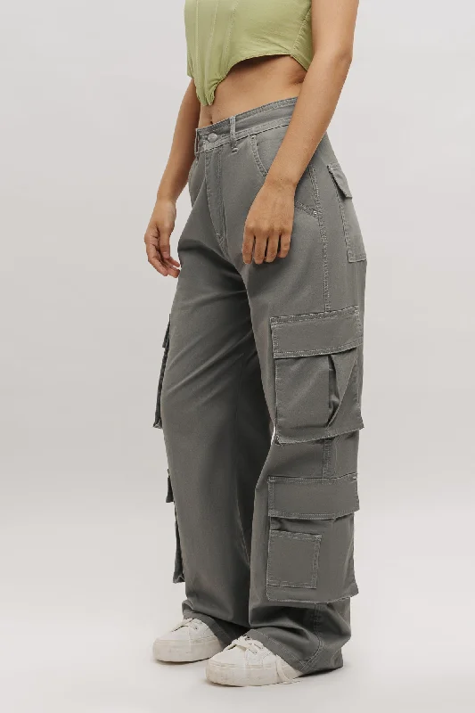 women's denim jeans with button-fly closureCloud Dark Grey Cargo Pants