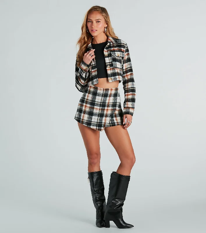 designer black Mimi dresses for special occasionsCozy Trend Plaid Mini Skort