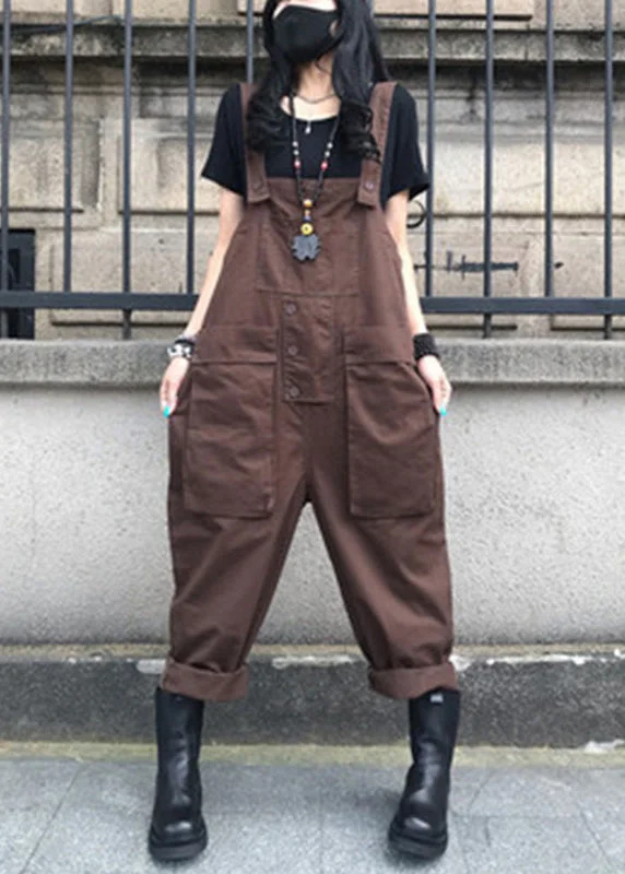 women's jumpsuits with Peter Pan collarsOrganic Coffee Solid Overalls Jumpsuit Summer