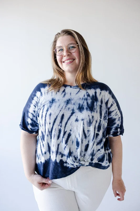 women's T-shirts with athletic fitsTIE DYE CROPPED TEE IN NAVY