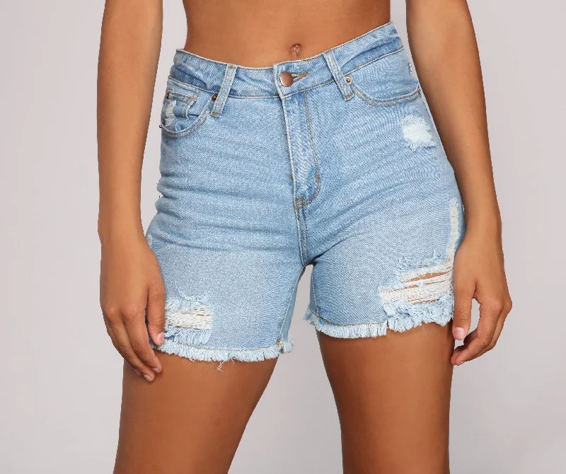 women's knee-length shortsEffortless Vibes Cutoff Denim Shorts