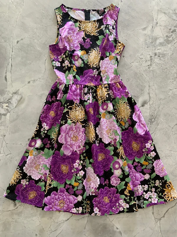 women's boho dressesPurple Metallic Floral Vintage Dress