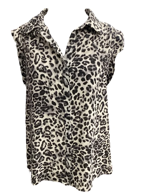 women's tops with asymmetrical designsAnimal Print Top Sleeveless Pleione, Size M