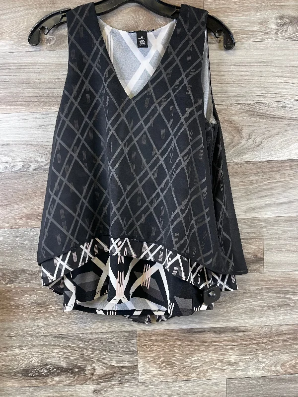 women's stylish topsBlack & Grey Top Sleeveless White House Black Market, Size Xs