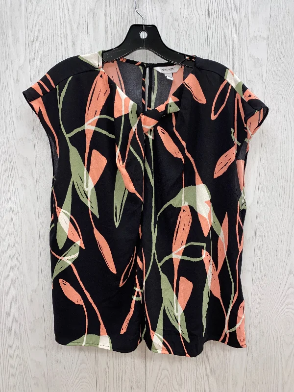 women's tops with bell sleevesBlack & Orange Top Sleeveless Nine West, Size Xxl