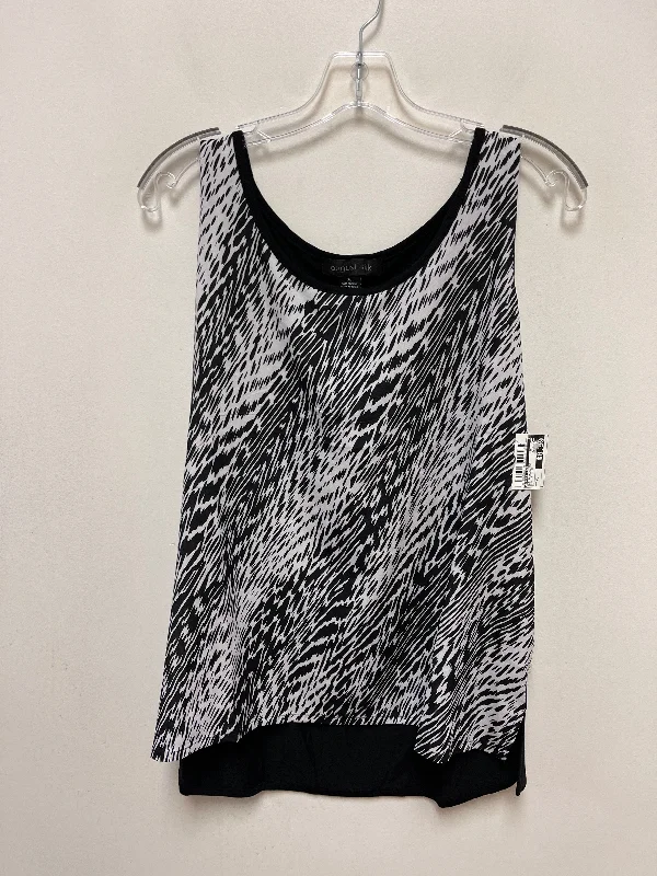 women's tops for those who want to add a bit of flair and personality to their looksBlack & White Top Sleeveless August Silk, Size Xl