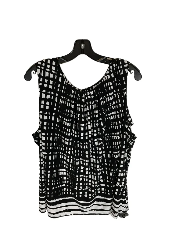 elegant women's topsBlack & White Top Sleeveless Calvin Klein, Size Petite