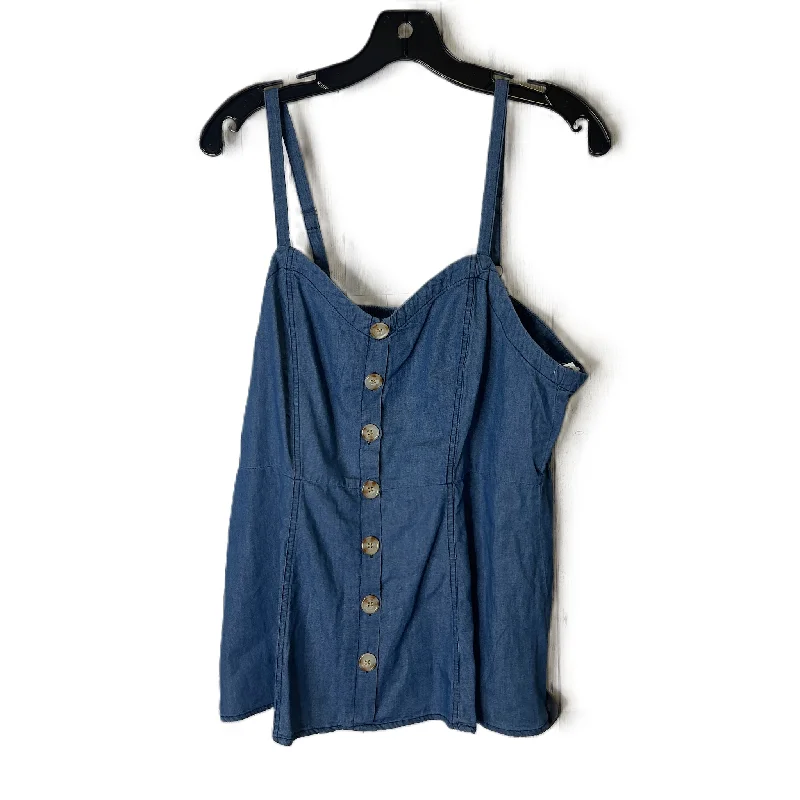 women's tops for cozy nights inBlue Denim Top Sleeveless By Torrid, Size: M