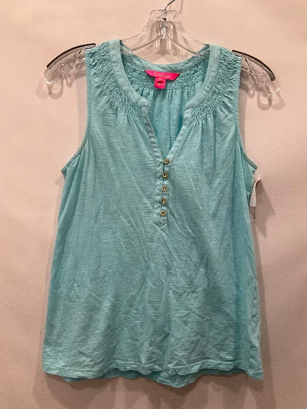 women's tops for picnics in the parkBlue Top Sleeveless Lilly Pulitzer, Size Xs