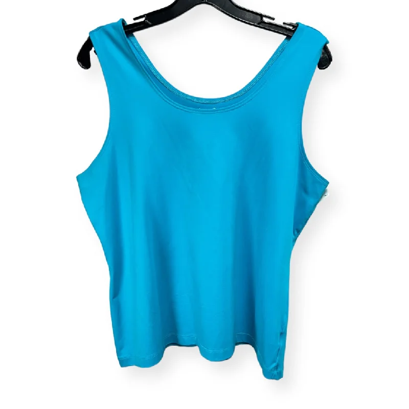 women's tops for those who love bold and vibrant colorsBlue Top Sleeveless Peck And Peck, Size Xl