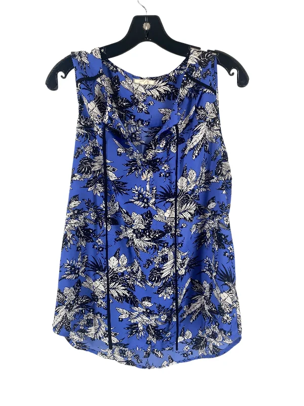 women's tops with bell sleevesBlue Top Sleeveless Pleione, Size M