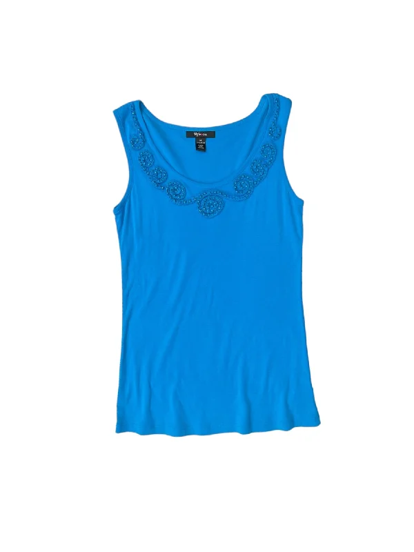 women's tops for minimalist aestheticsBlue Top Sleeveless Style And Company, Size M