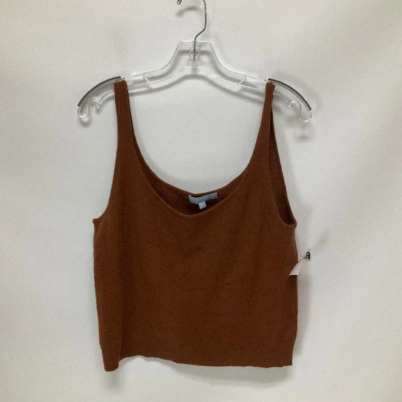 women's tops with sheer overlaysBrown Top Sleeveless Antonio Melani, Size L