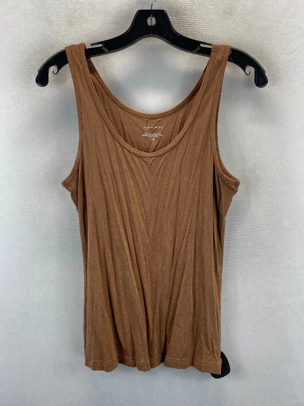 women's tops with cold-shoulder cuts and lace detailingBrown Top Sleeveless T Tahari, Size L