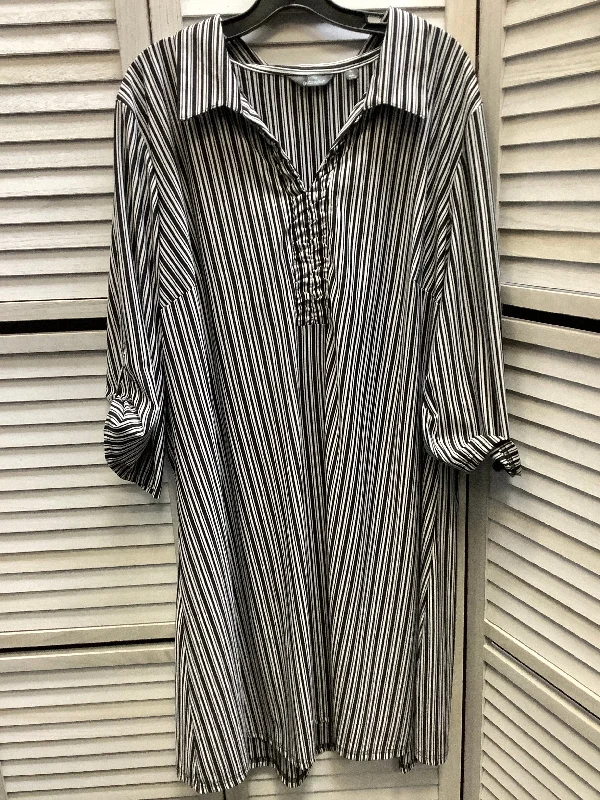 women's handmade dressesDress Casual Short By Mlle Gabrielle In Striped Pattern, Size: 3x