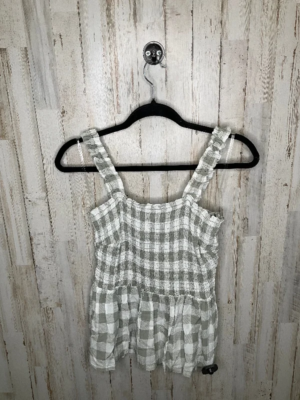 women's tops with cold-shoulder cuts and lace detailingGreen & White Top Sleeveless Angels, Size M