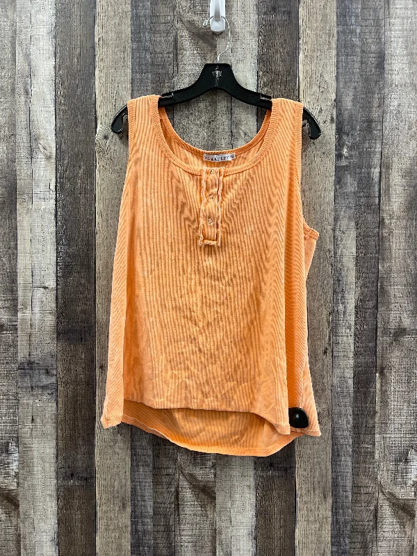 women's tops with spaghetti straps and deep V-necksOrange Top Sleeveless Cme, Size Xl