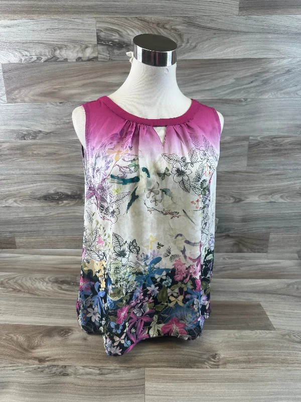 silk women's topsPink & Purple Top Sleeveless Christopher And Banks, Size Xl