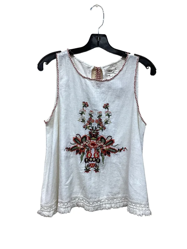 cozy women's tops for fall and winterRed & White Top Sleeveless Max Studio, Size S