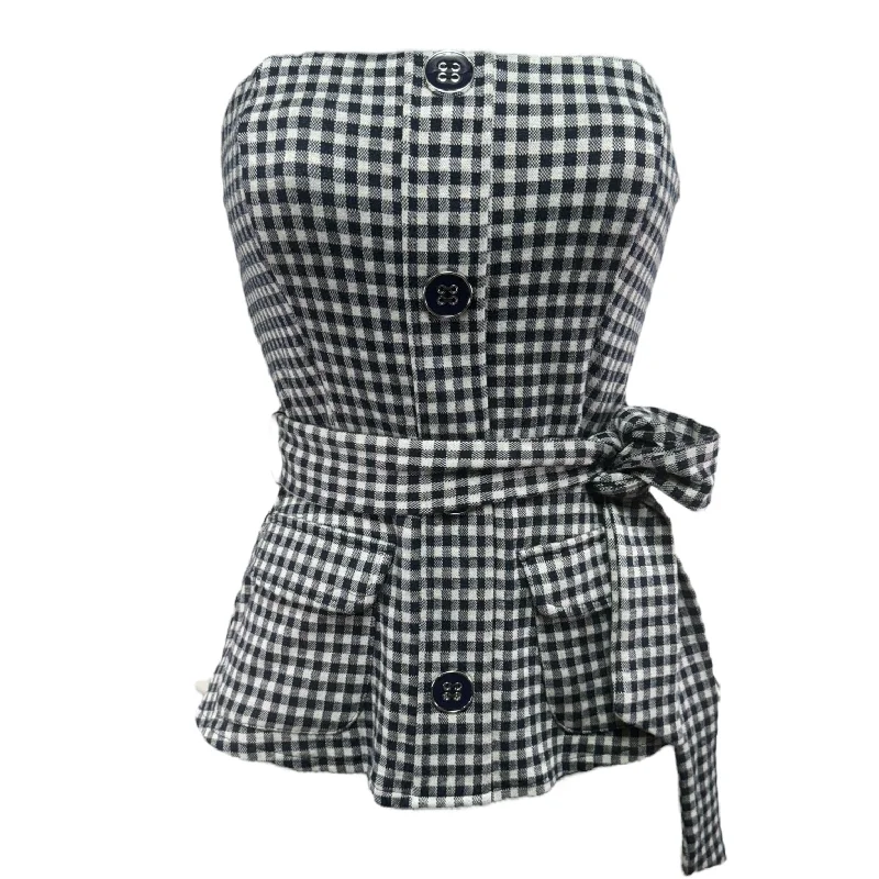 women's tops for those who want to create outfits that are both unique and memorableStrapless Belted Gingham Top Eva Franco, Size Xs