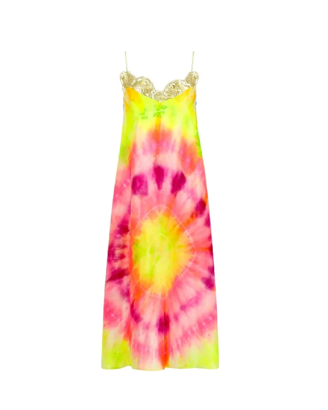 women's halter dressesTechnicolor Tie Dye Goddess Slip Dress