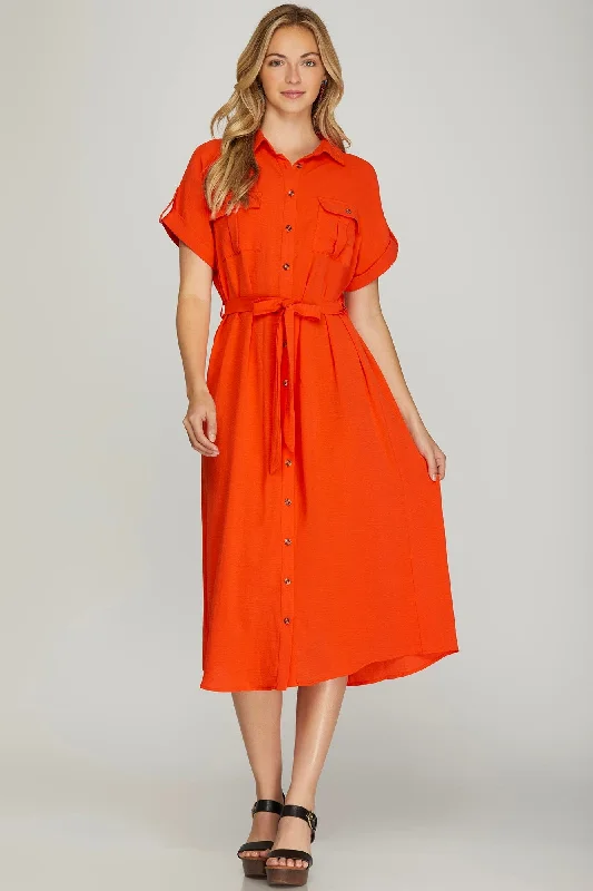 women's affordable dressesTomato Button Down Dress