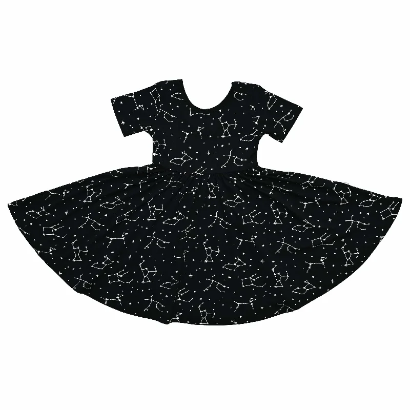 women's checkered dressesTwirl Dress in Midnight Constellation