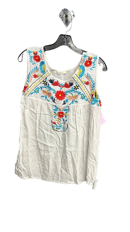 women's tops for those who want to stay cool and chic during warmer weatherWhite Top Sleeveless Solitaire, Size M