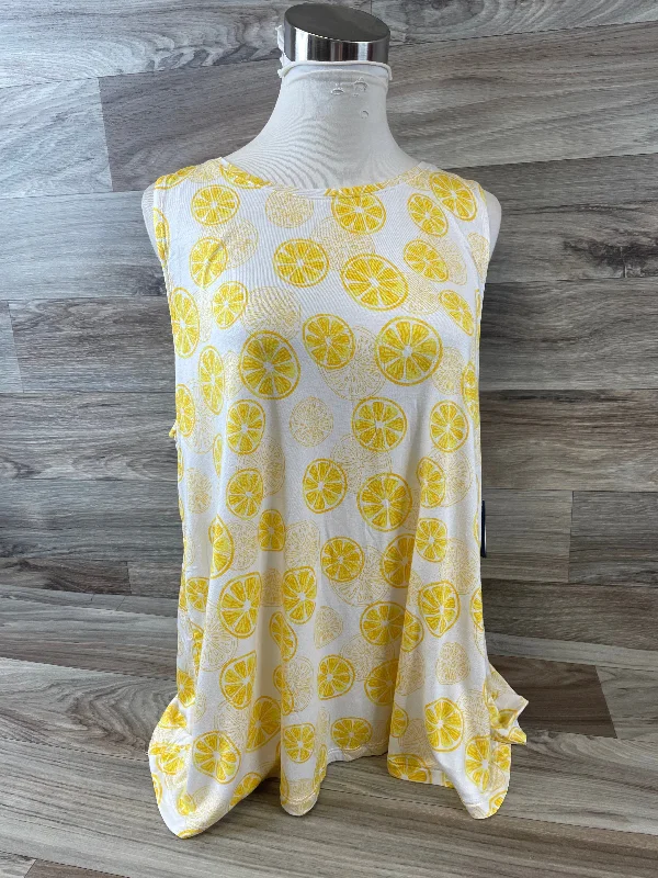 women's tops for fashion-forward individualsWhite & Yellow Top Sleeveless Basic Apt 9, Size Xxl